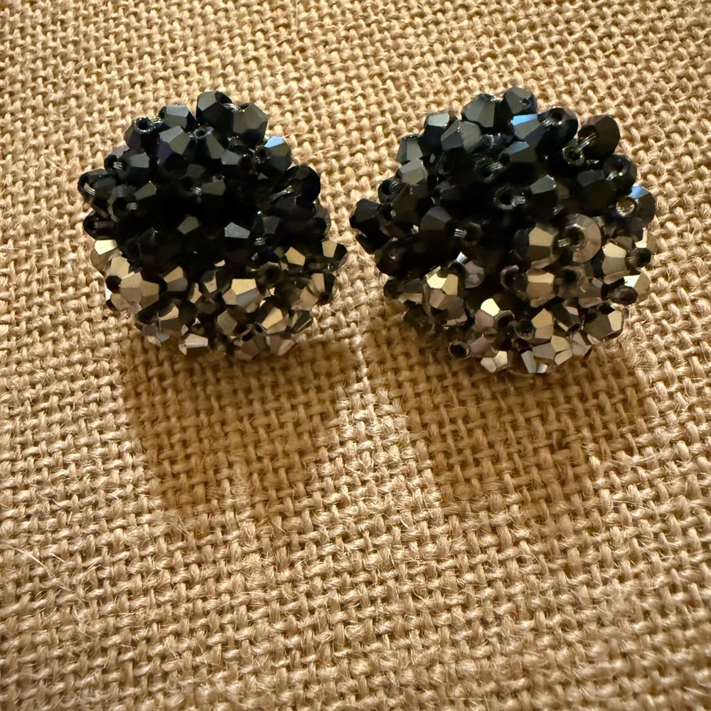 Sassy Jones Black and Silver Malia Glass Stud Earrings